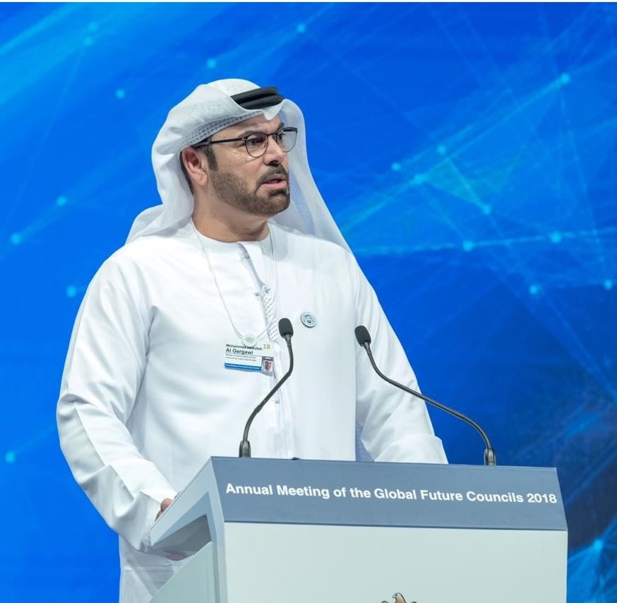 Mohammad Al Gergawi delivering the keynote adress at the Global Future councils _